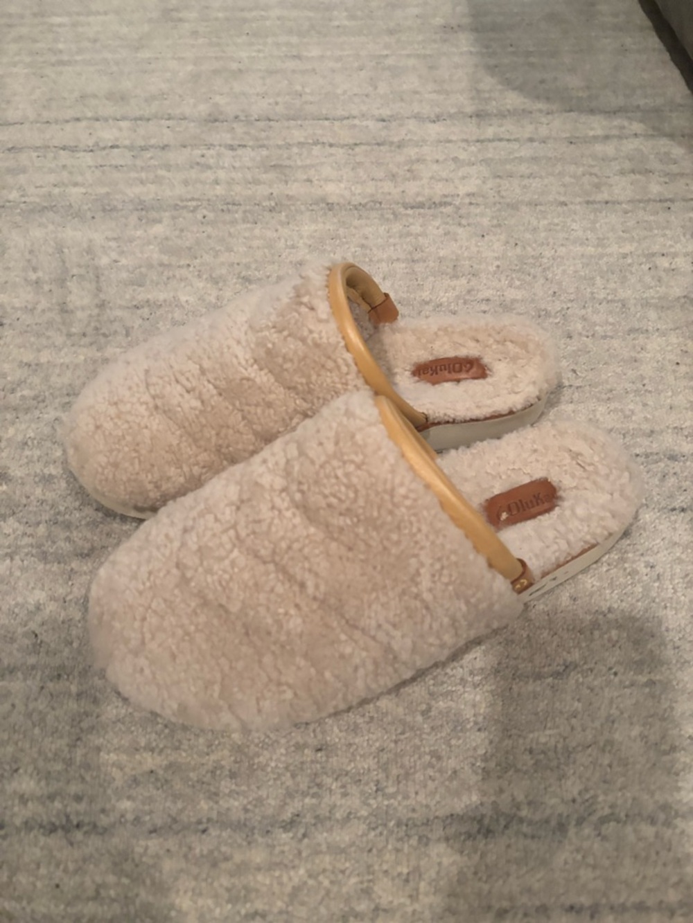 Olukai Sherpa Slip-On Mule with Beige Trim